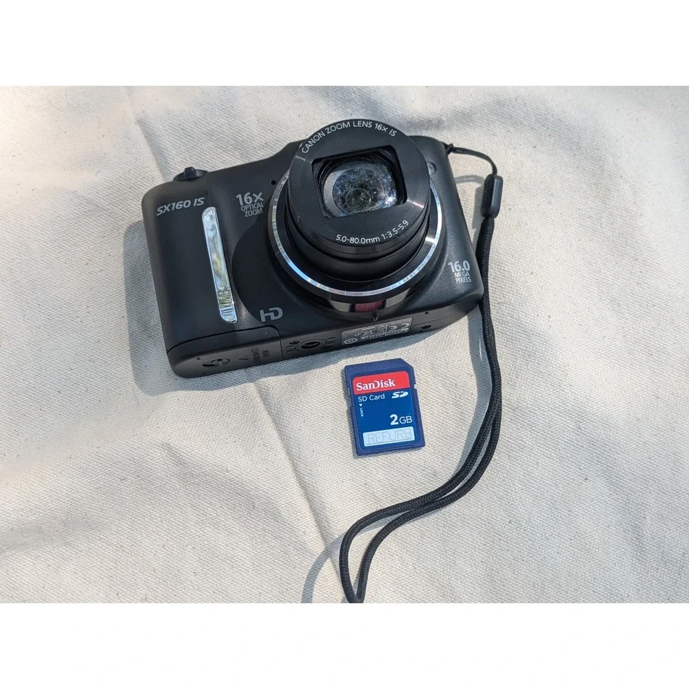 Canon PowerShot SX160 IS 16.0MP Digital Camera Black 16x Zoom HD Video Bundle
